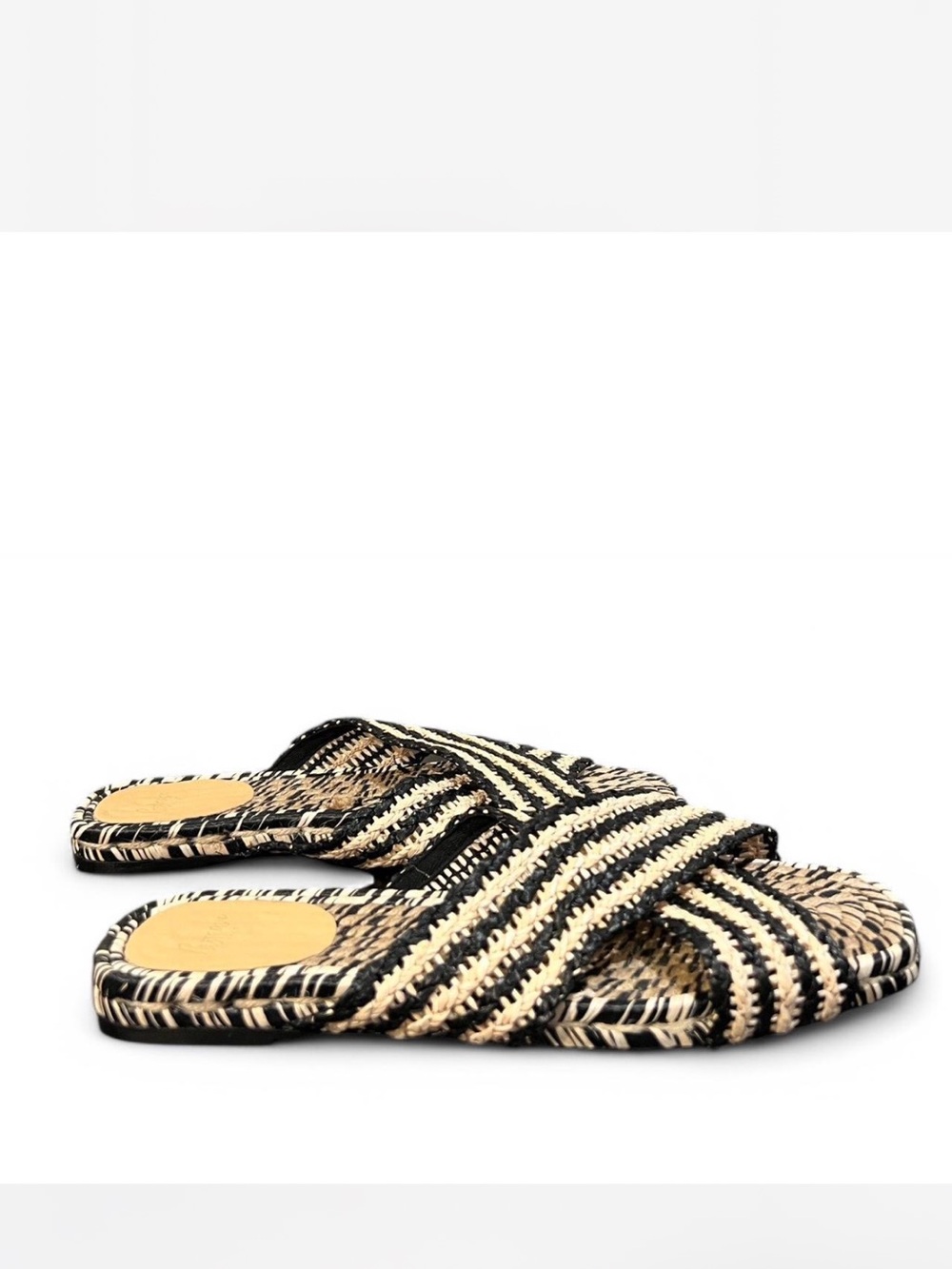 Castaner Black & Cream Woven Slide Mules